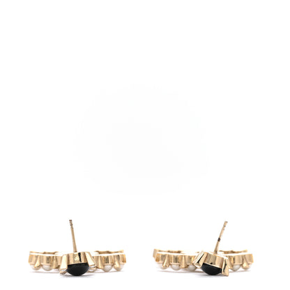 Chanel Resin Crystal Pearl CC Drop Earrings Black Gold 4 of 5