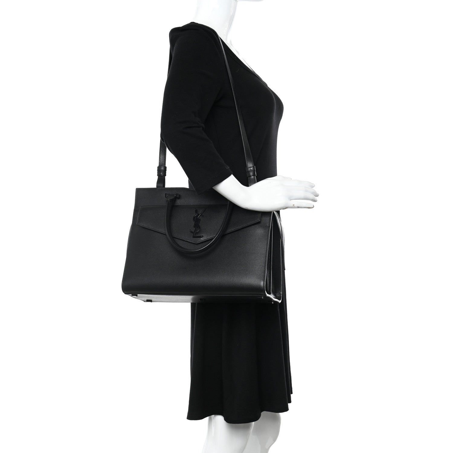 Saint Laurent Grain De Poudre Medium Uptown Tote Black 2 of 10