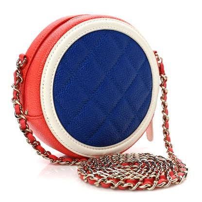 Chanel Caviar Quilted Round Filigree Crossbody Blue White Red 3 of 9