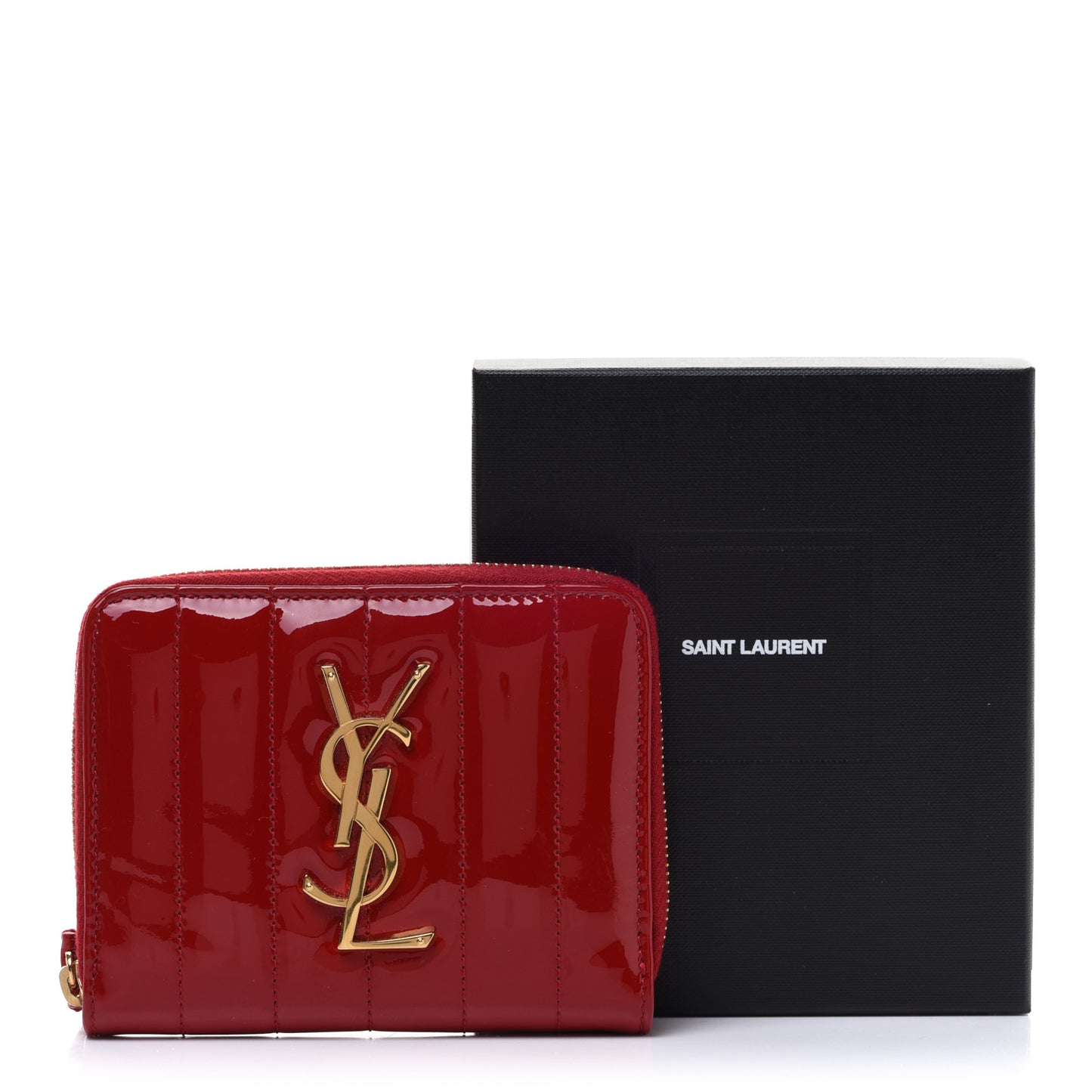 Patent Matelasse Monogram Vicky Zip Around Card Holder Rouge Eros