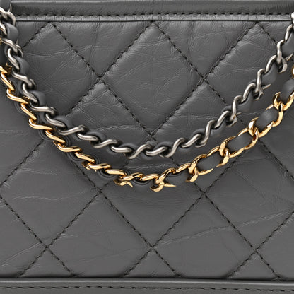 Chanel Aged Calfskin Quilted Small Gabrielle Hobo Dark Grey 8 of 11