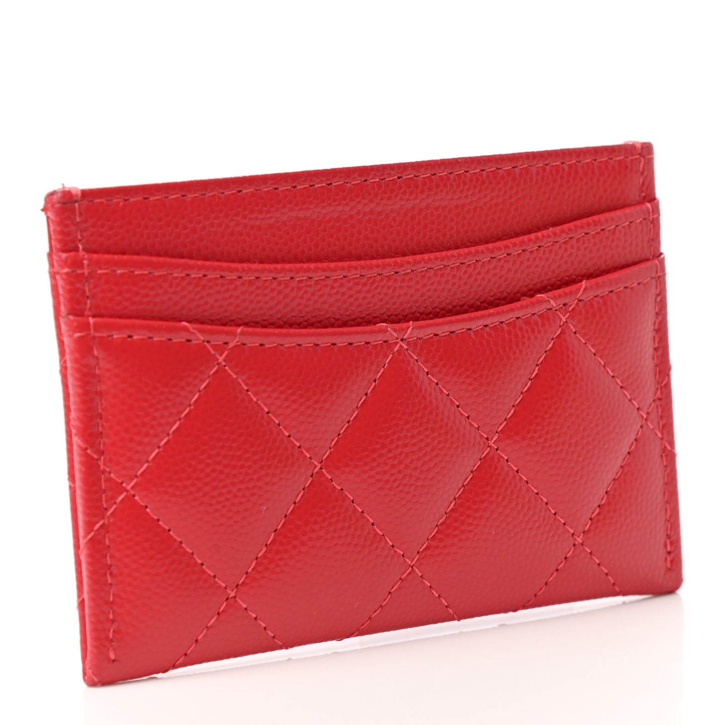 Caviar Quilted Card Holder Red