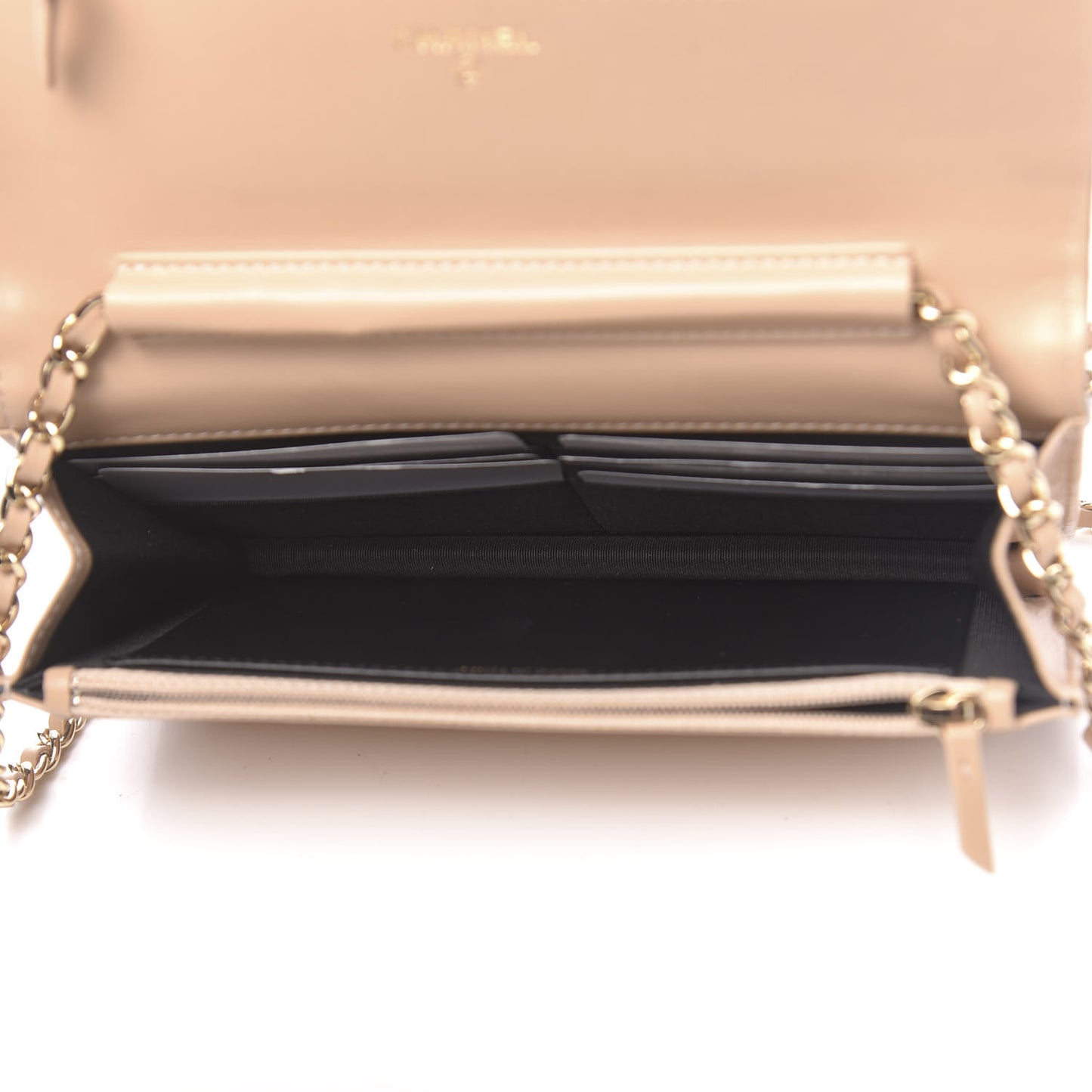 Caviar Quilted CC Filigree Wallet On Chain WOC Beige Black