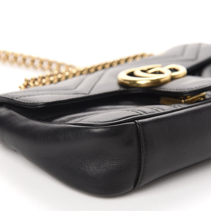 Gucci Calfskin Matelasse Mini GG Marmont Shoulder Bag Black 6 of 17