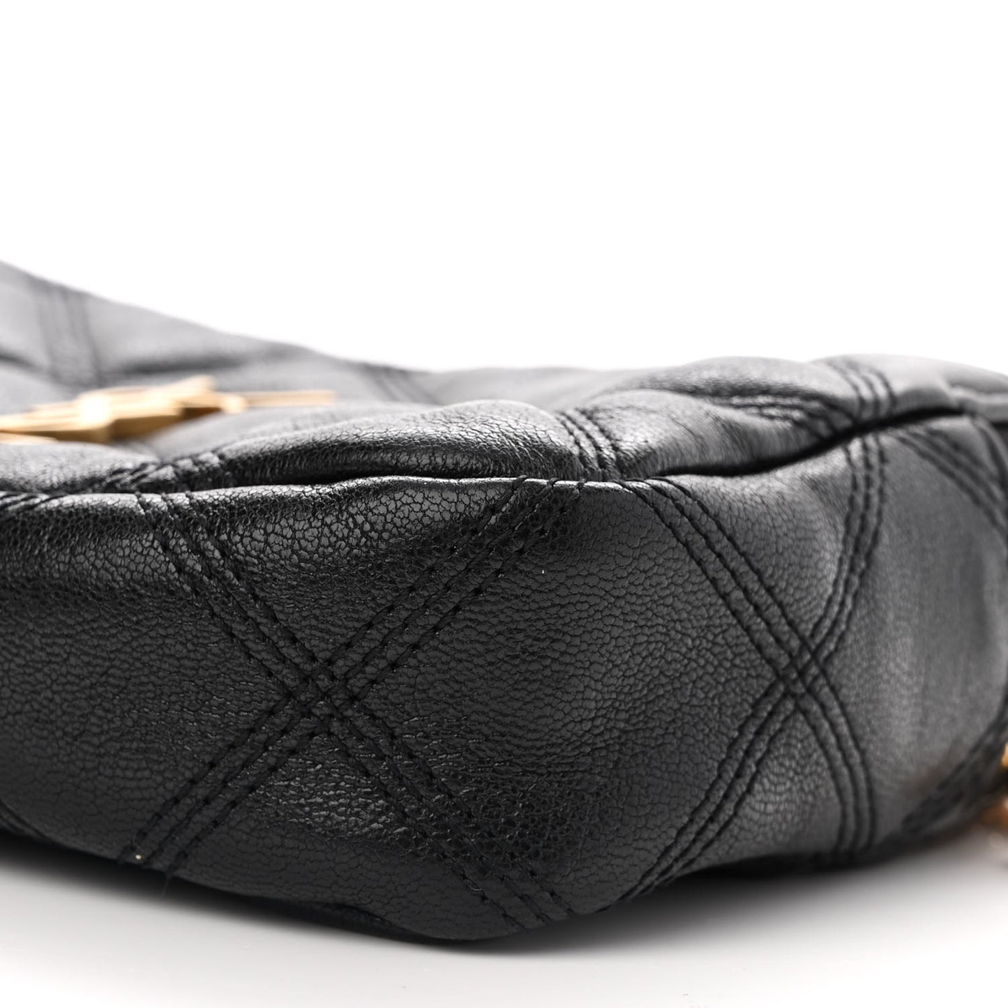 Grained Lambskin Quilted Mini Becky Double Zip Bag Black