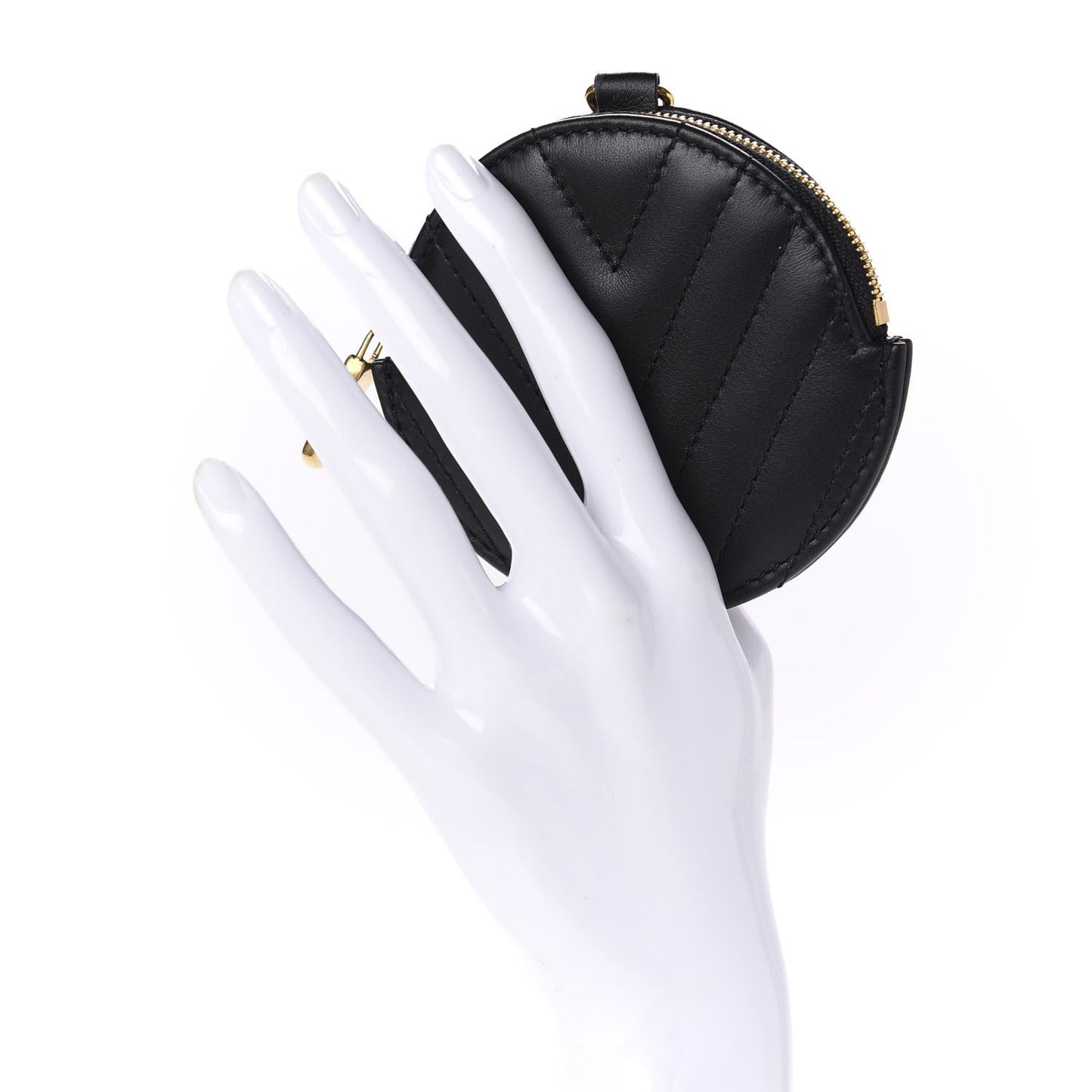 Calfskin New Wave Multi Pochette Round Coin Purse Black