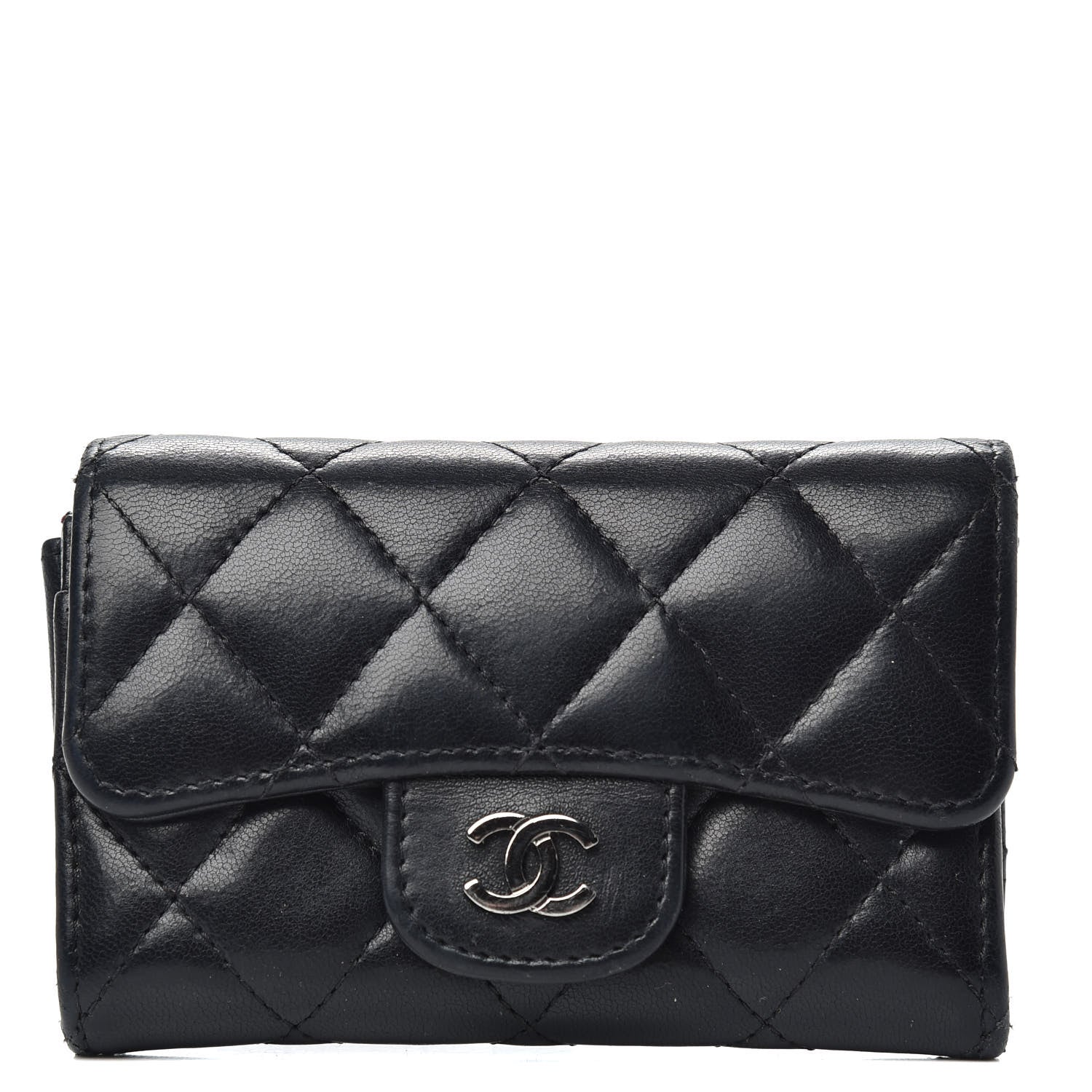 Chanel Lambskin Quilted Flap Card Holder Black 1 of 7