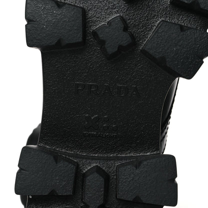 Prada Spazzolato Rois Re-Nylon Metal Triangle Logo Mens Monolith Pouch Pocket 60mm Combat Boots 9.5 Black 7 of 9