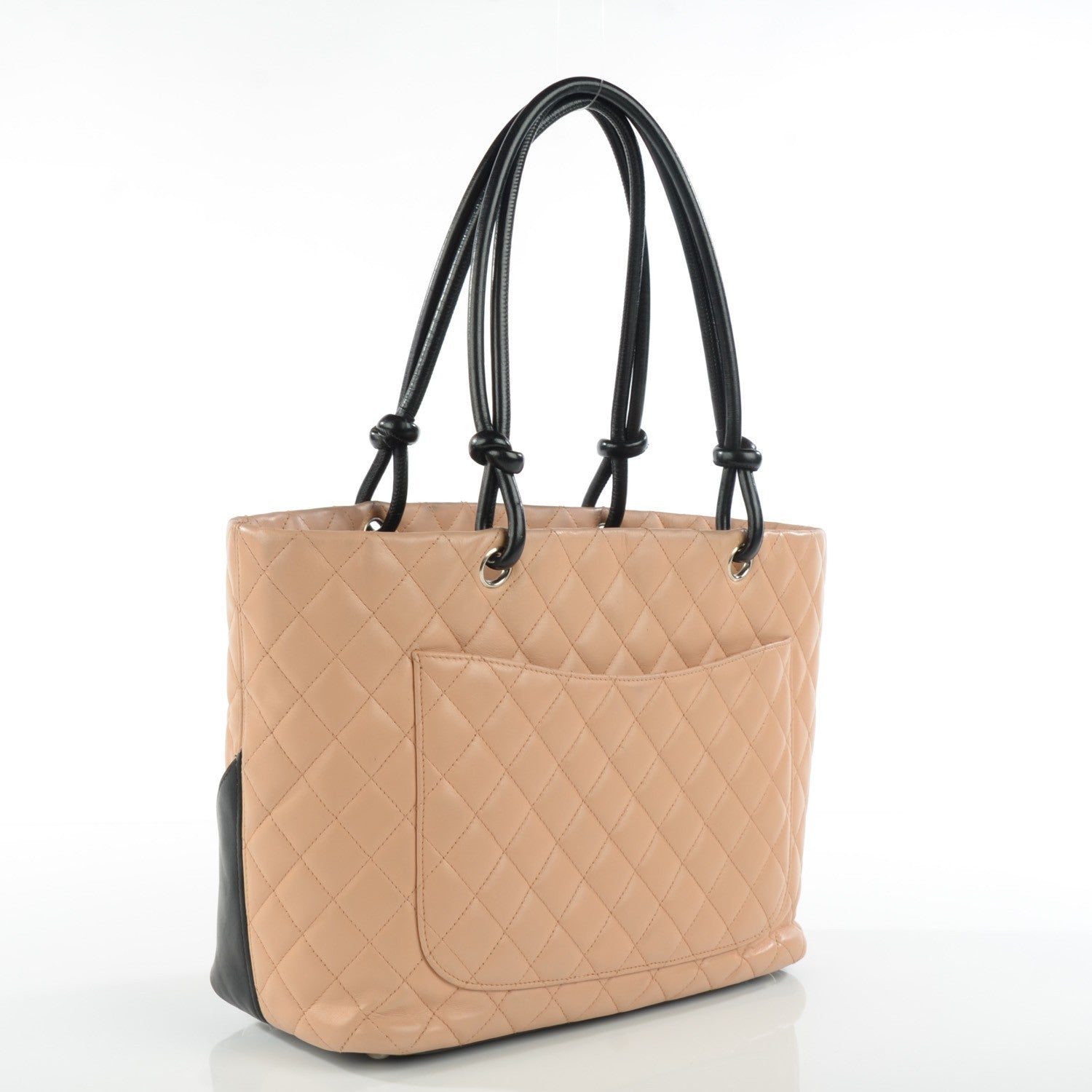 Chanel Calfskin Quilted Large Cambon Tote Beige Black 3 of 13