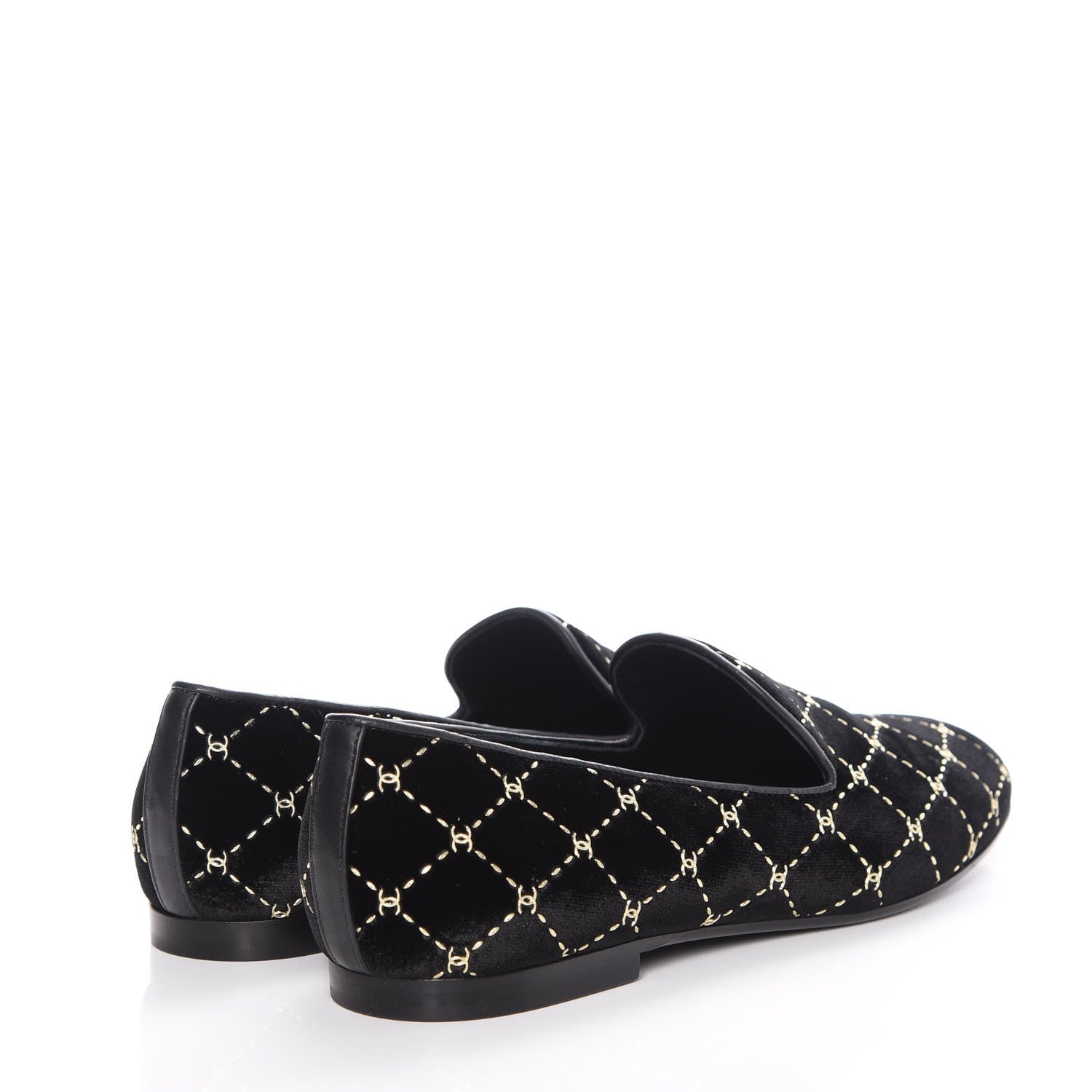 Chanel Velvet Moccasin Loafers 39.5 Black 4 of 9
