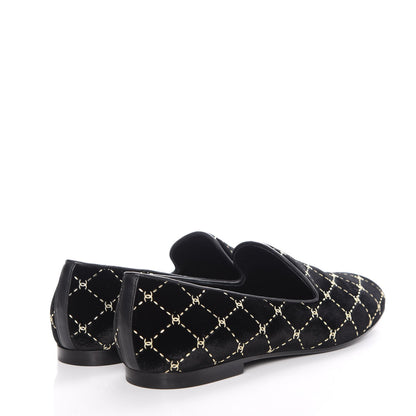 Chanel Velvet Moccasin Loafers 39.5 Black 4 of 9