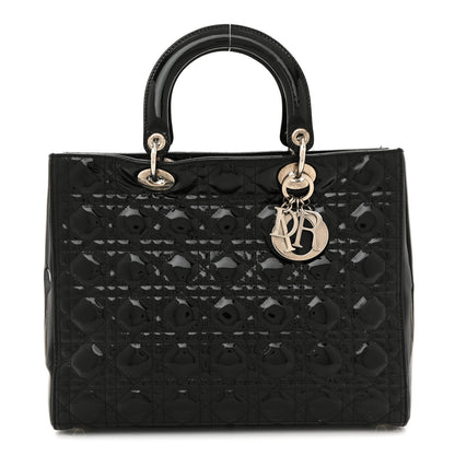 Christian Dior Patent Cannage Large Lady Dior Black 1 of 14