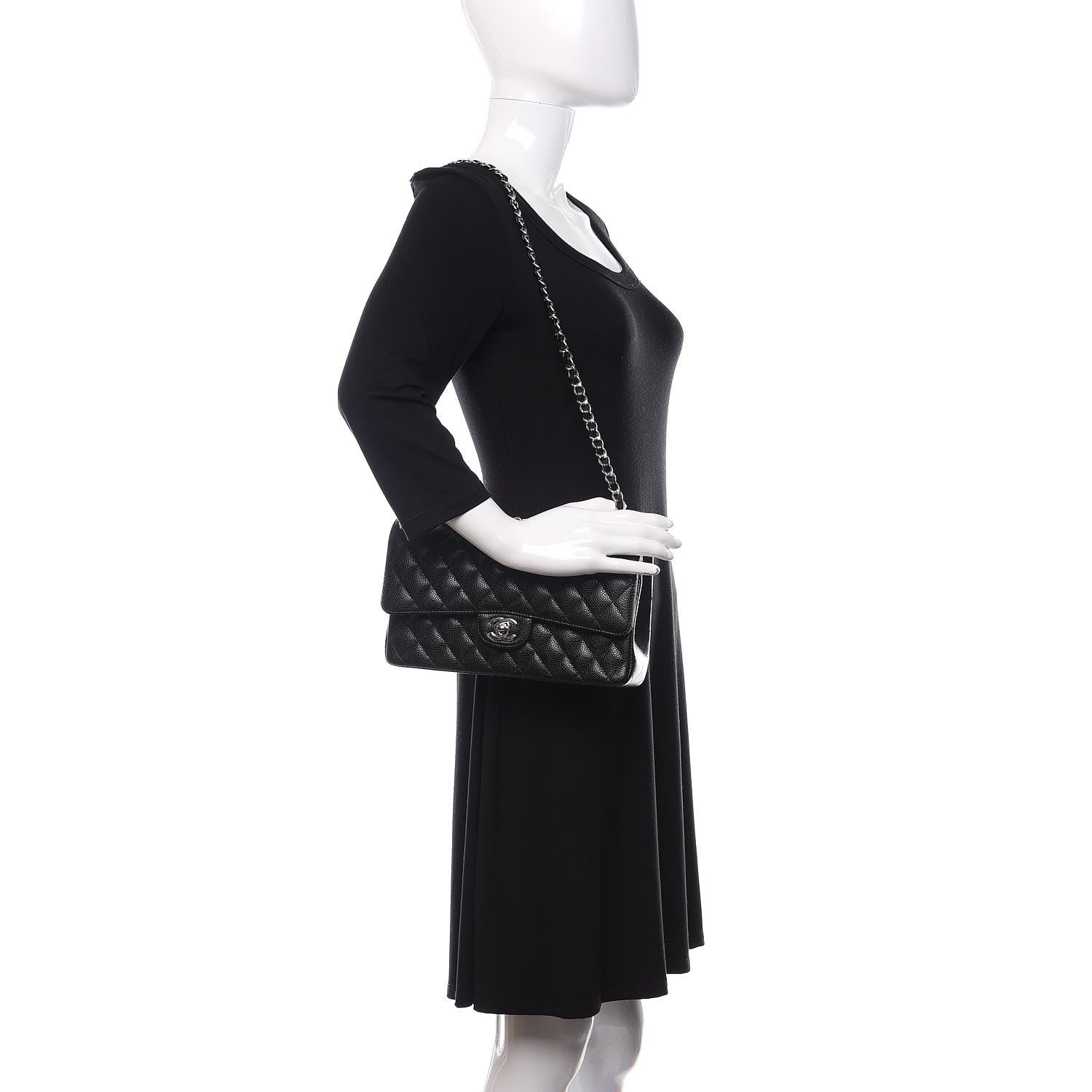 Chanel Caviar Quilted Medium Double Flap Black 2 of 10
