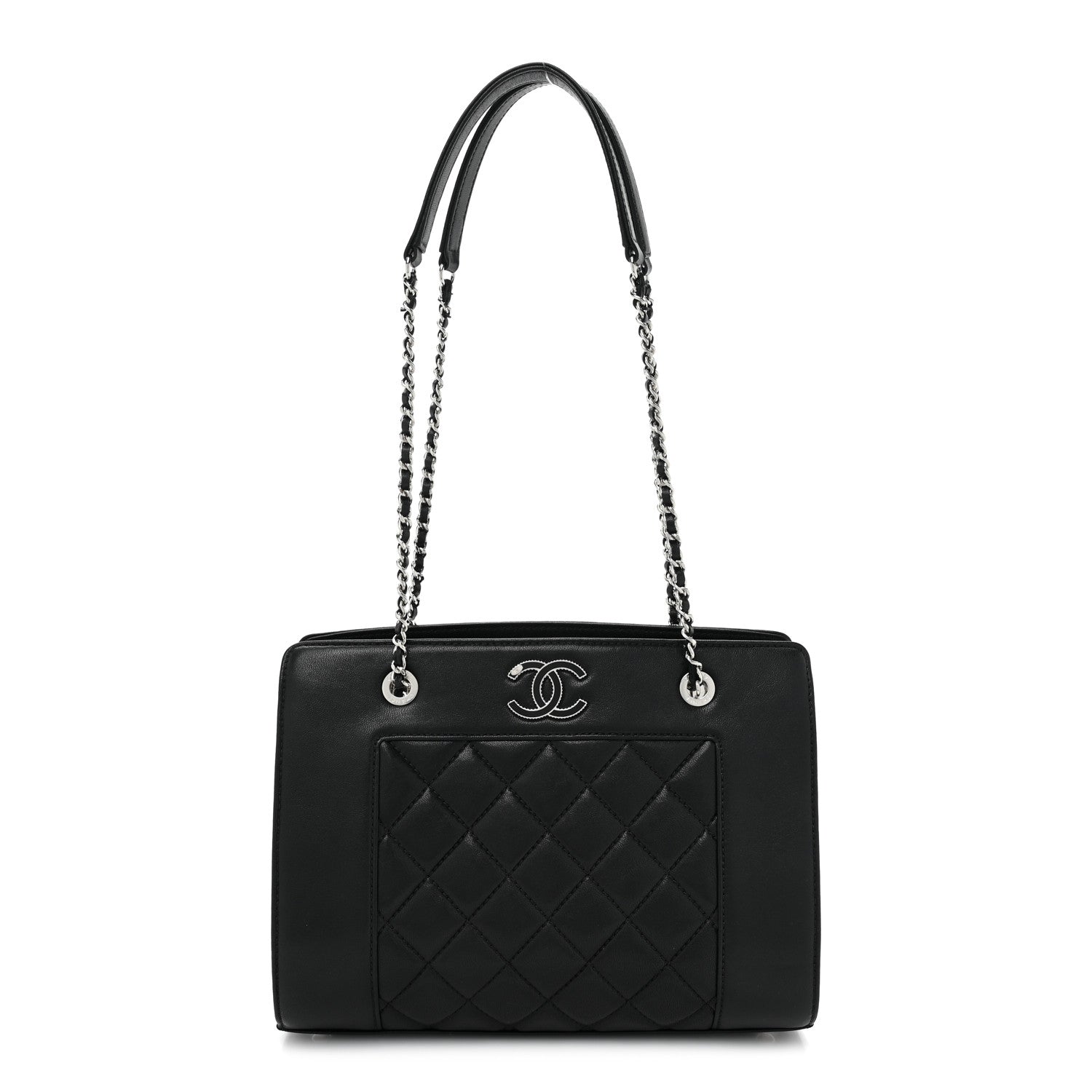 Chanel Sheepskin Quilted Mademoiselle Vintage Shopping Tote Black 1 of 11