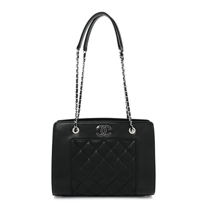 Chanel Sheepskin Quilted Mademoiselle Vintage Shopping Tote Black 1 of 11