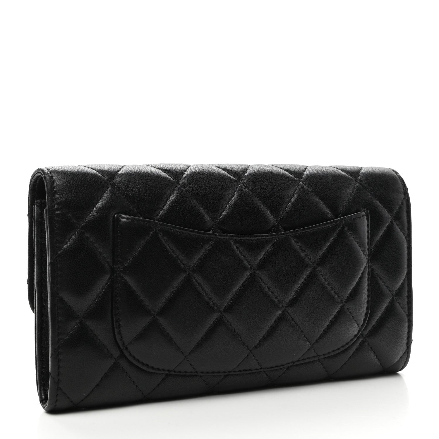 Chanel Lambskin Quilted Large Gusset Flap Wallet Black 3 of 8