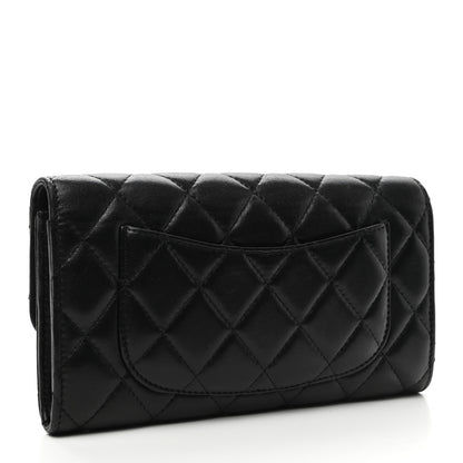 Chanel Lambskin Quilted Large Gusset Flap Wallet Black 3 of 8