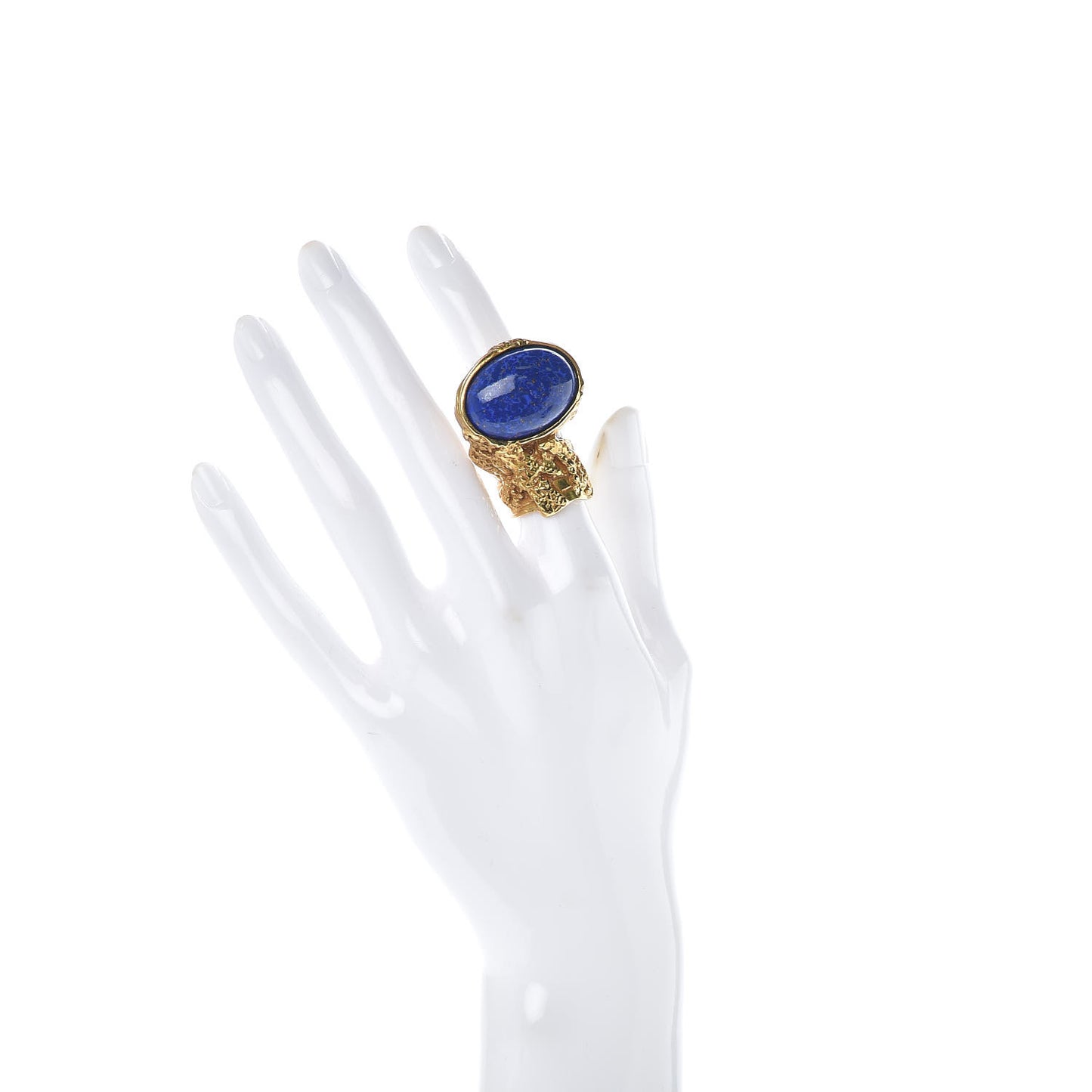 Glass Cabochon Arty Ovale Ring 4 Gold Lapis