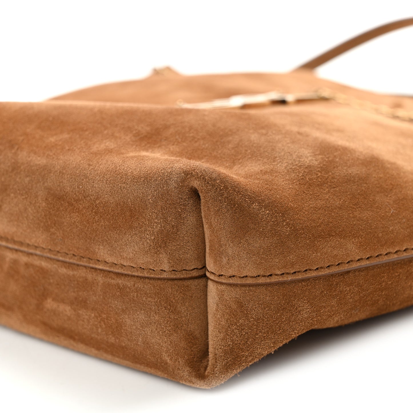 Suede Pochon Shoulder Bag Caramel Cognac