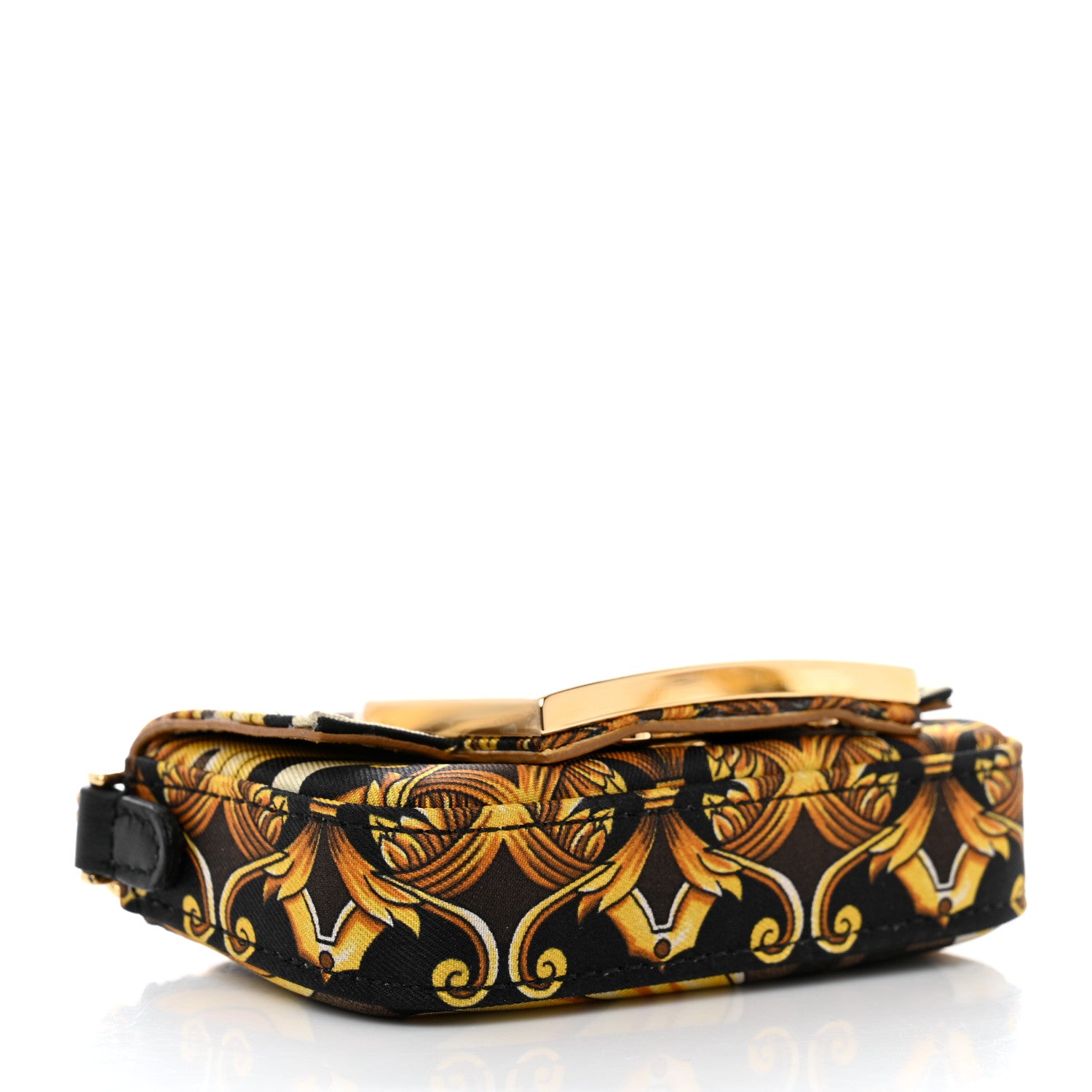 Fendi X VERSACE Silk Fendace FF Baroque Nano Brooch Baguette Black Gold 3 of 8