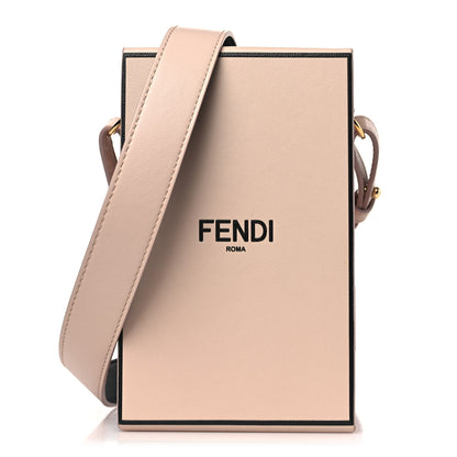 Fendi Vitello Fluffy Logo Vertical Box Rosa Quarzo Black 1 of 9