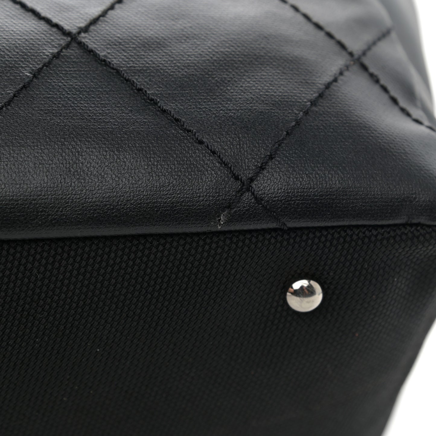 Coated Canvas Quilted Large Paris Biarritz Tote Black