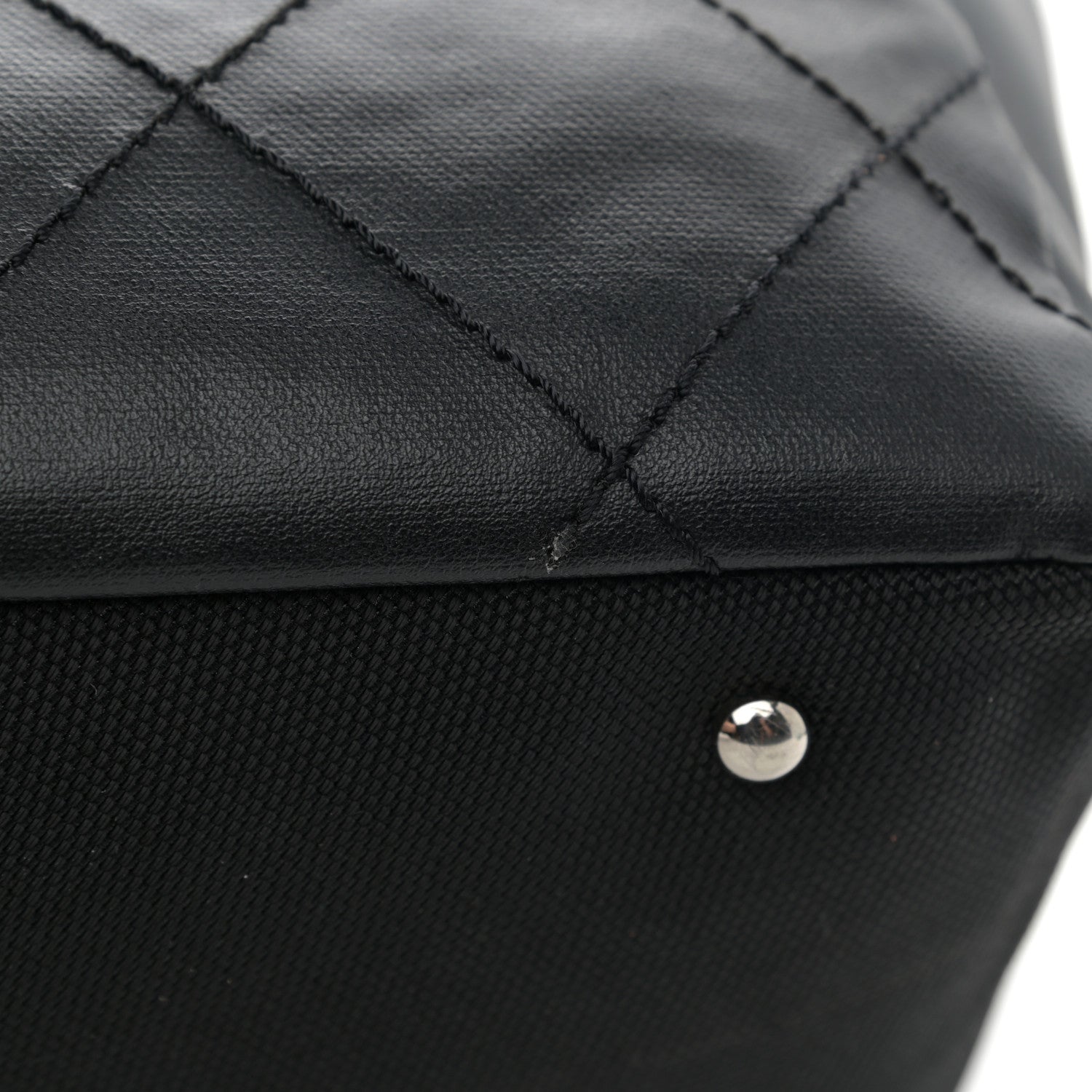 Chanel Coated Canvas Quilted Large Paris Biarritz Tote Black 15 of 15