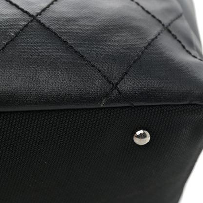 Chanel Coated Canvas Quilted Large Paris Biarritz Tote Black 15 of 15