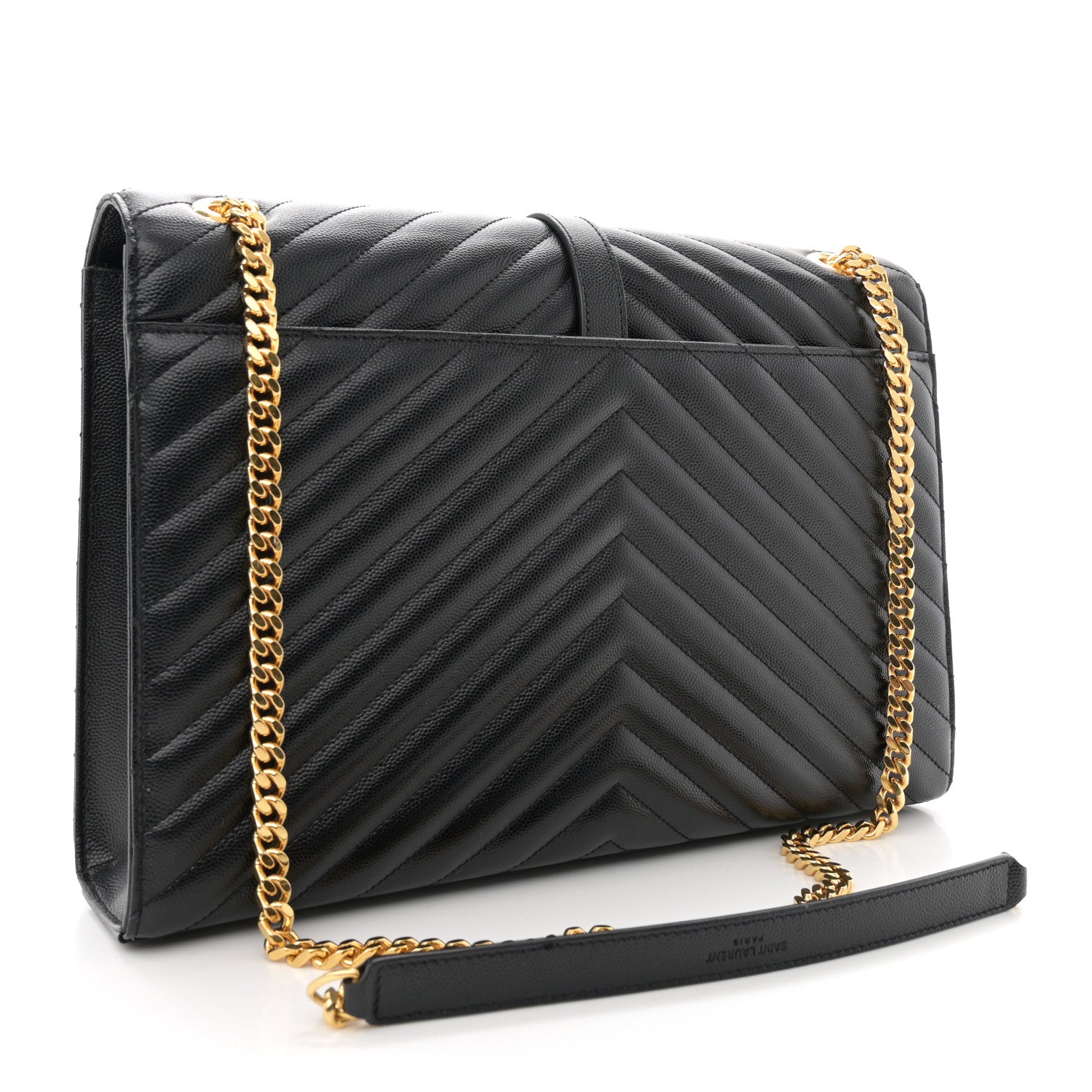 Saint Laurent Grain De Poudre Matelasse Chevron Large Monogram Satchel Black 3 of 11