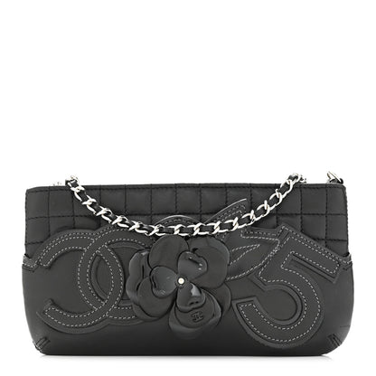 Chanel Lambskin Camellia No. 5 Chain Pouch Black 1 of 10