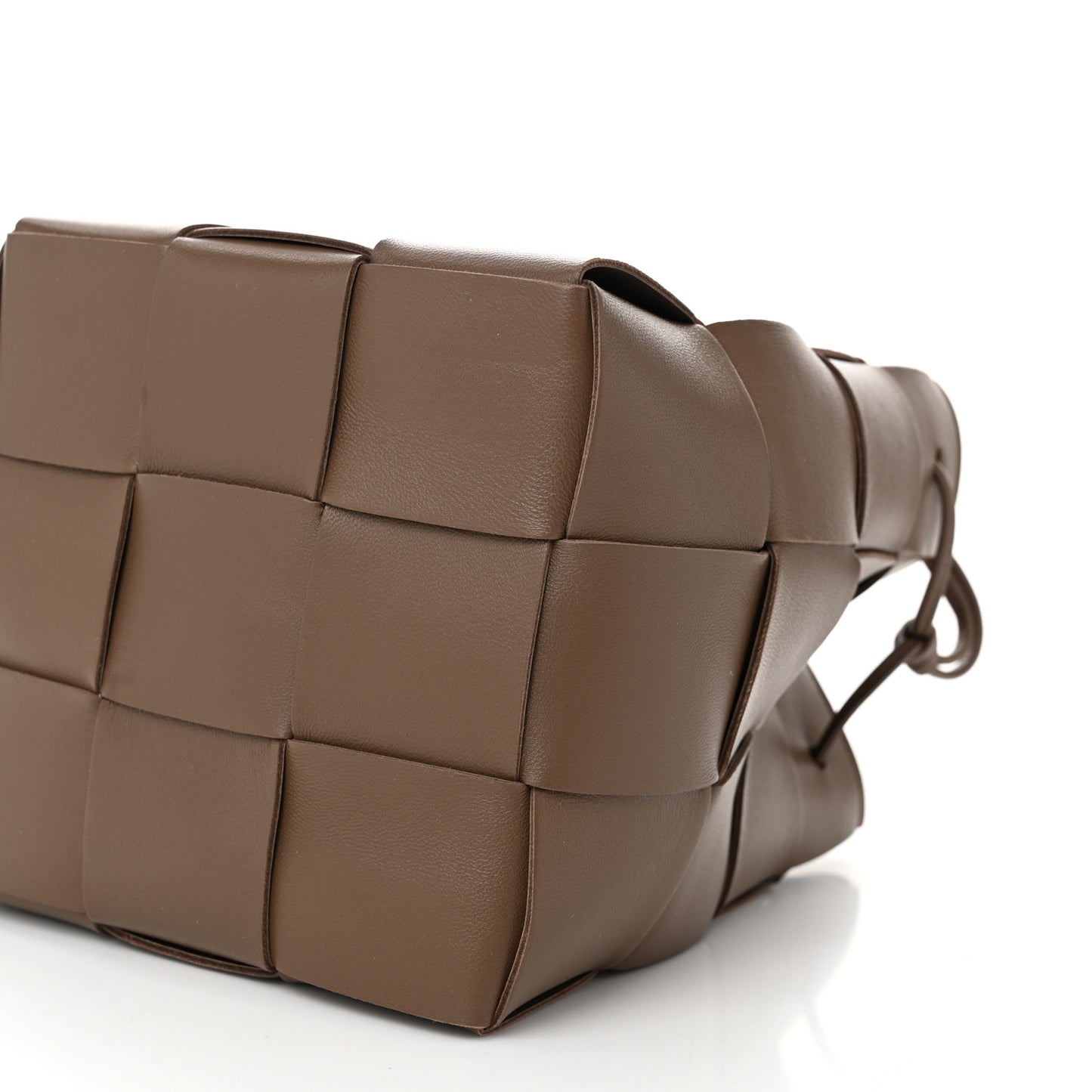 Nappa Maxi Intrecciato Small Cassette Bucket Bag Dark Taupe