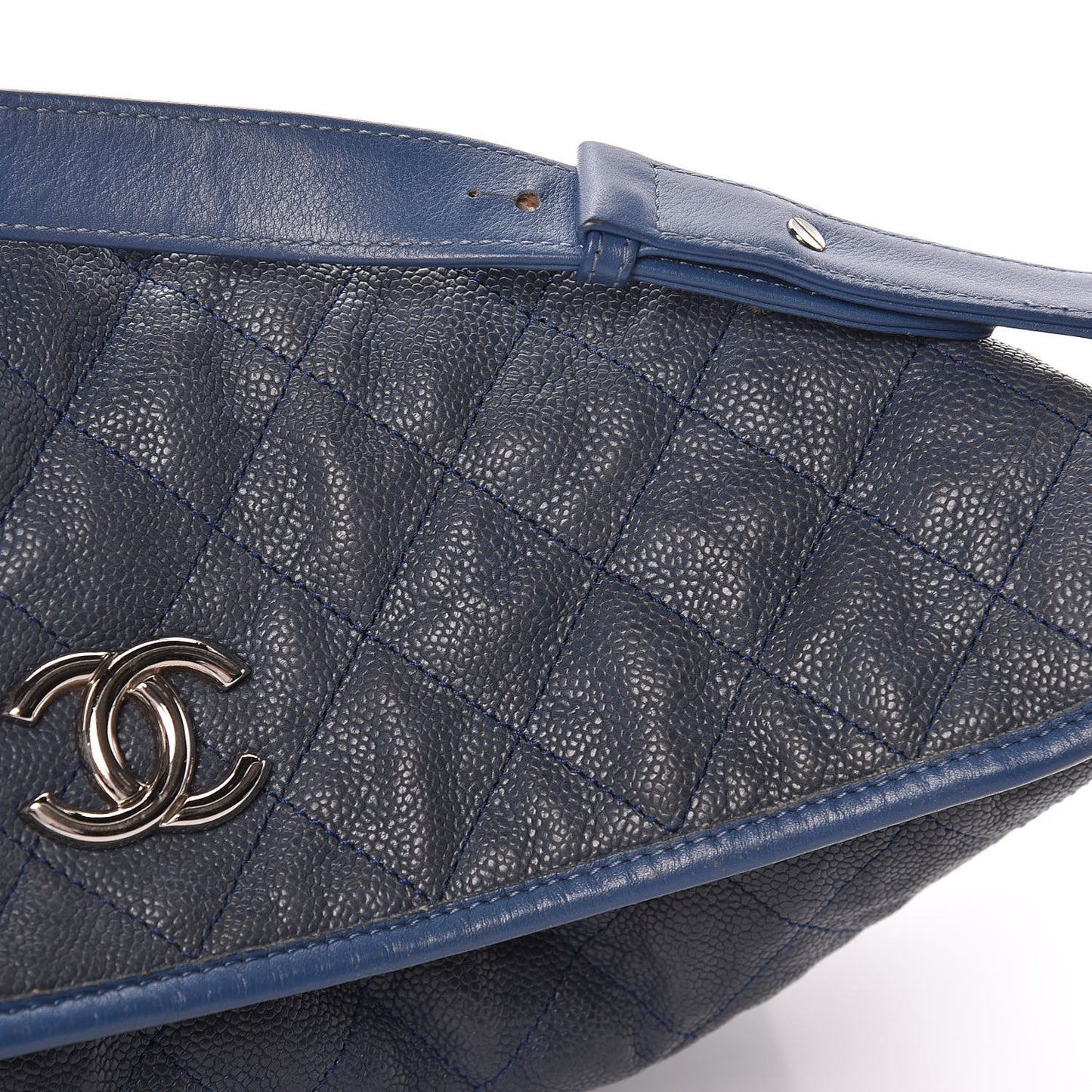 Caviar Quilted French Riviera Hobo Blue