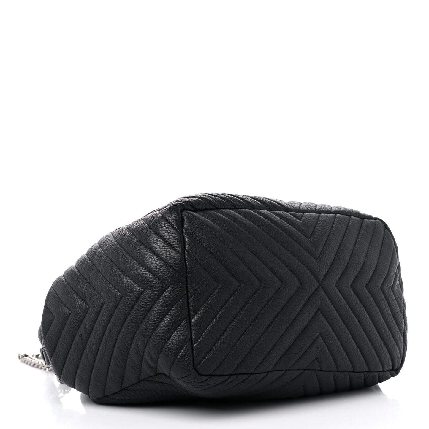 Deerskin Chevron Large CC Chain Bucket Drawstring Bag Black