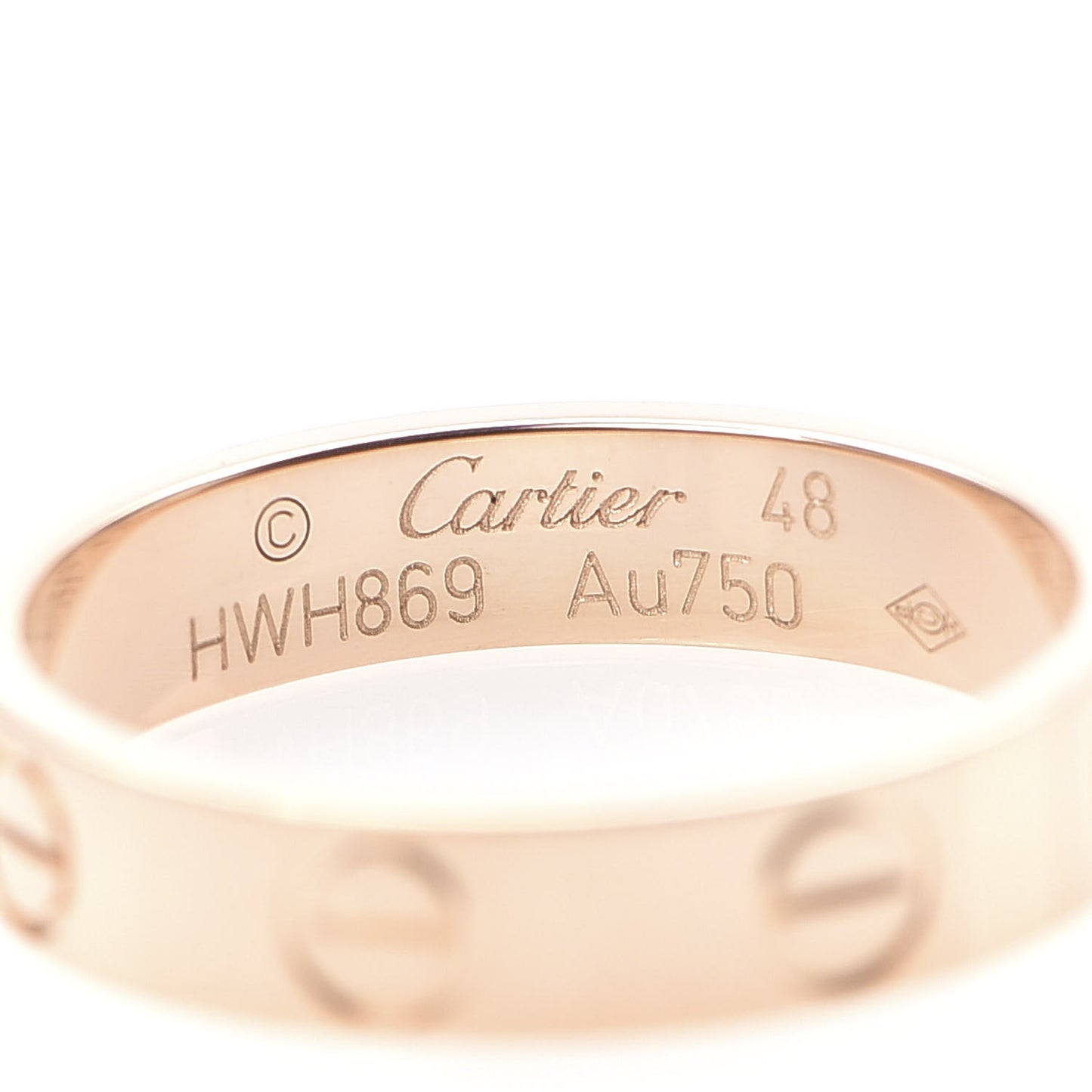 18K Pink Gold 3.5mm LOVE Wedding Band Ring 48 4.5