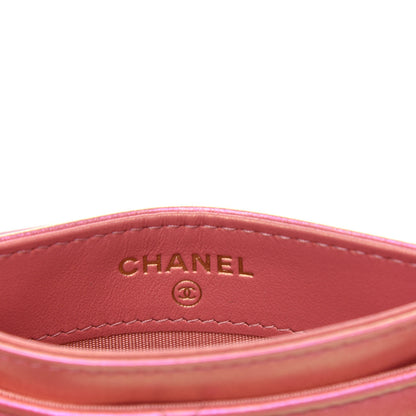Chanel Iridescent Calfskin Quilted Chanel 19 Card Holder Pink 6 of 9