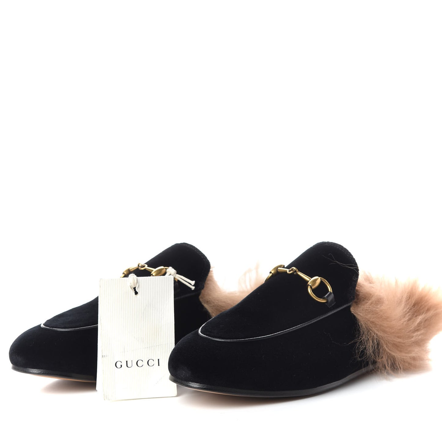 Velvet Fur Womens Princetown Slippers 36.5 Black