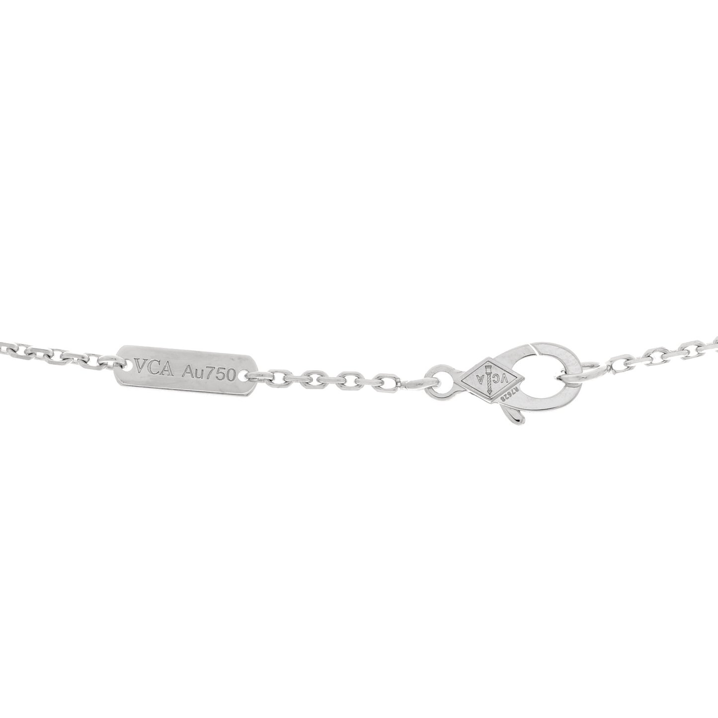 18K White Rose Gold Diamond Guilloche Vintage Alhambra Pendant Necklace