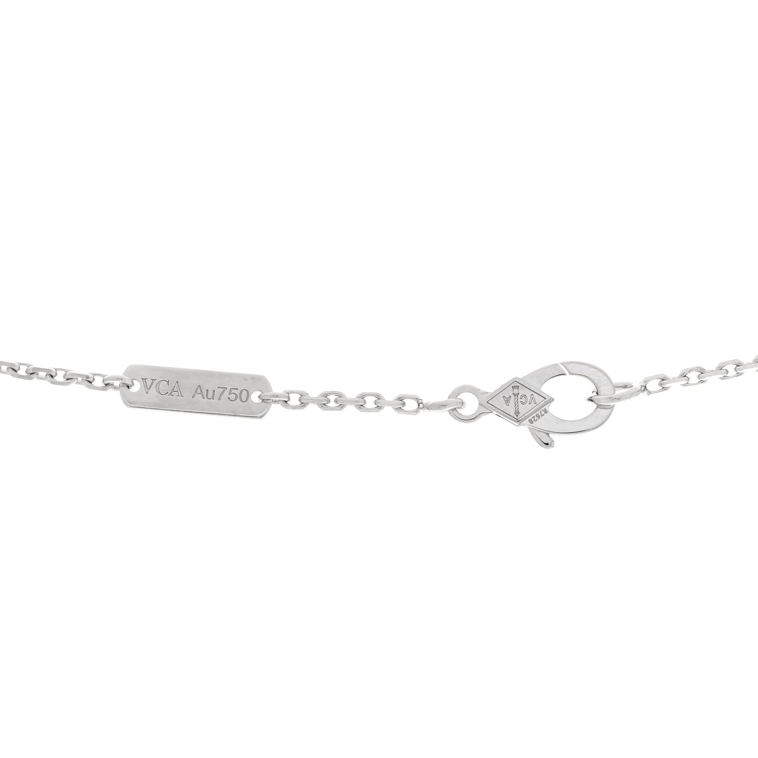 Van Cleef & Arpels 18K White Rose Gold Diamond Guilloche Vintage Alhambra Pendant Necklace 4 of 5