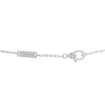 Van Cleef & Arpels 18K White Rose Gold Diamond Guilloche Vintage Alhambra Pendant Necklace 4 of 5