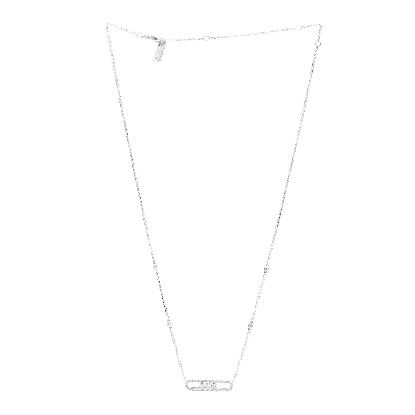 18K White Gold Diamond Baby Move Pave Necklace