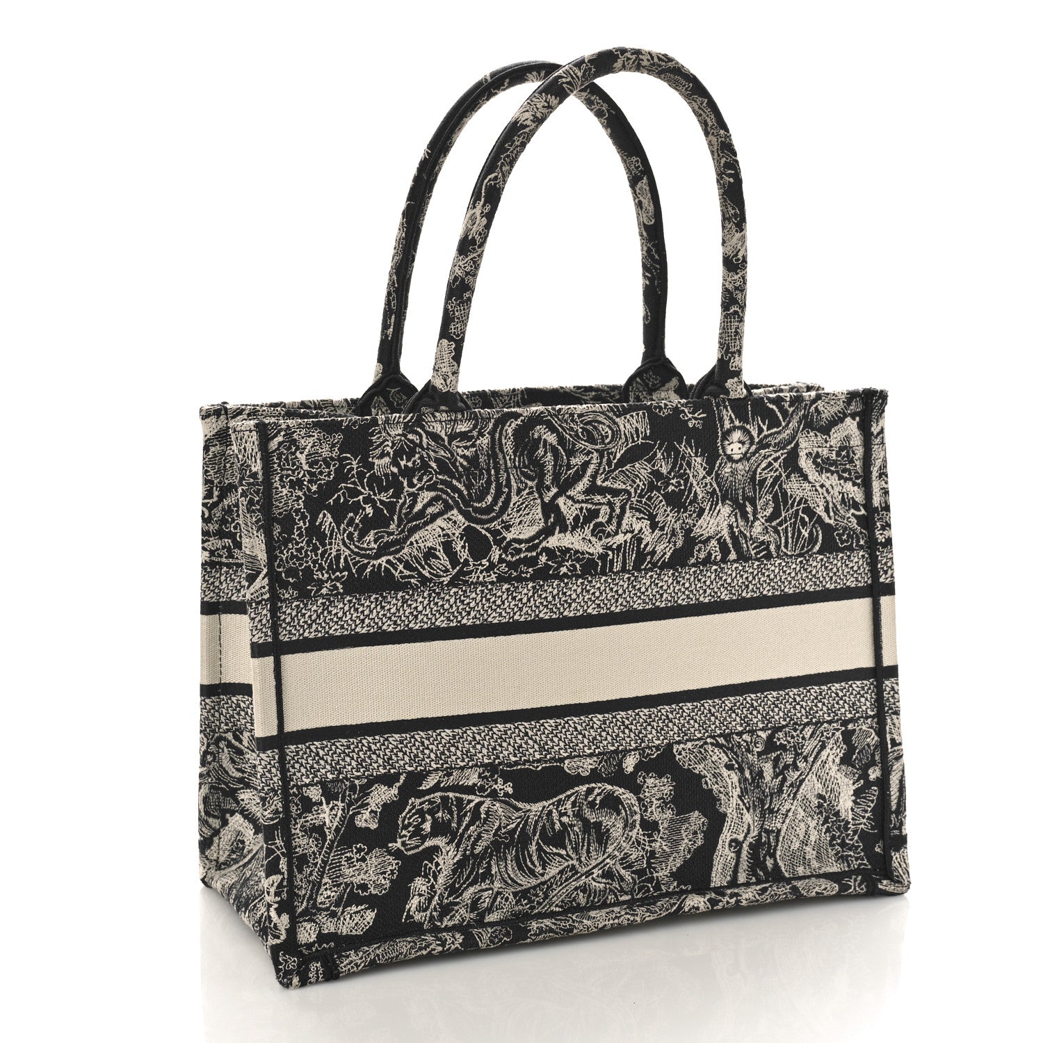 Christian Dior Canvas Embroidered Medium Toile De Jouy Reverse Book Tote Blue 3 of 8