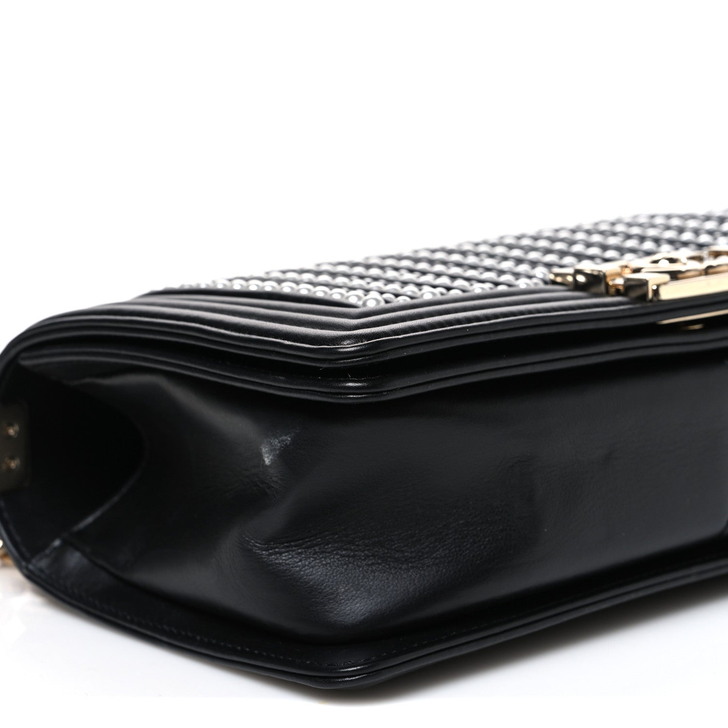 Chanel Calfskin Pearl Medium Chanel Pearls Boy Flap Black 9 of 11