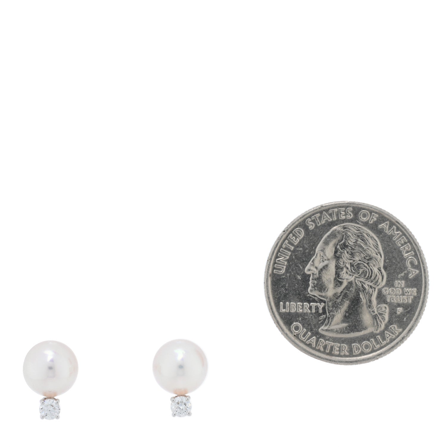 Mikimoto 18K White Gold Diamond Akoya Pearl 8-8.5mm Stud Earrings 2 of 5