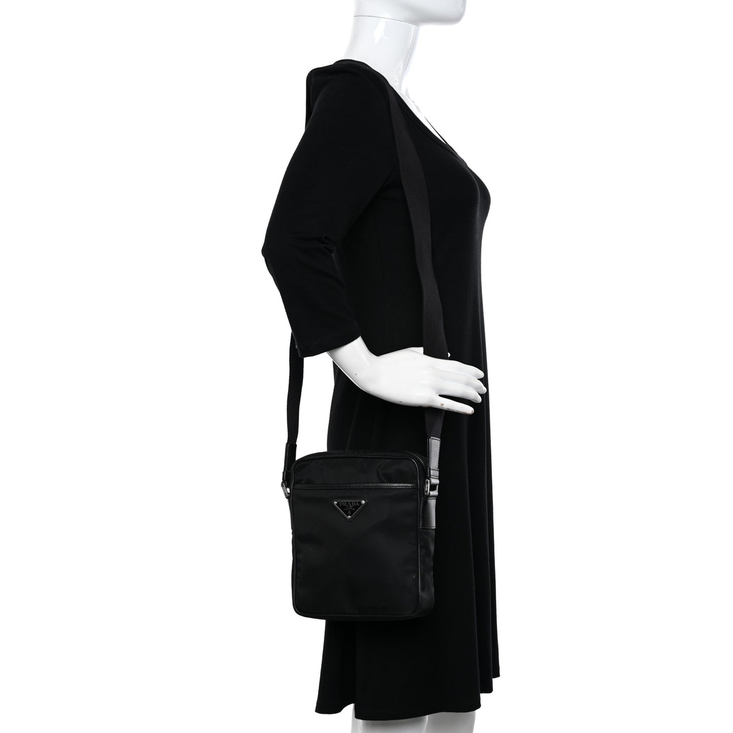 Tessuto Nylon Saffiano Crossbody Black