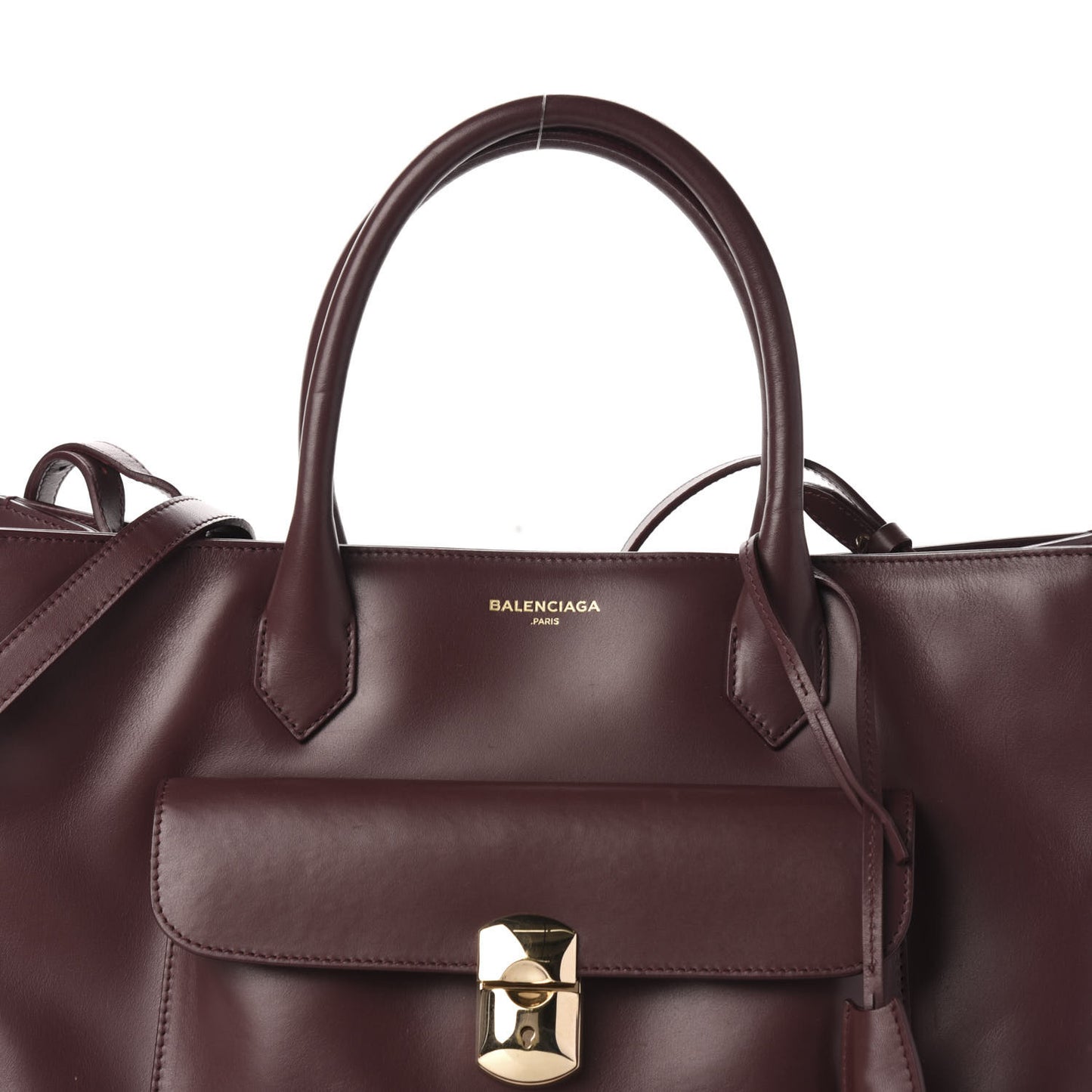 Calfskin Padlock Work S Bag Rouge Acajou