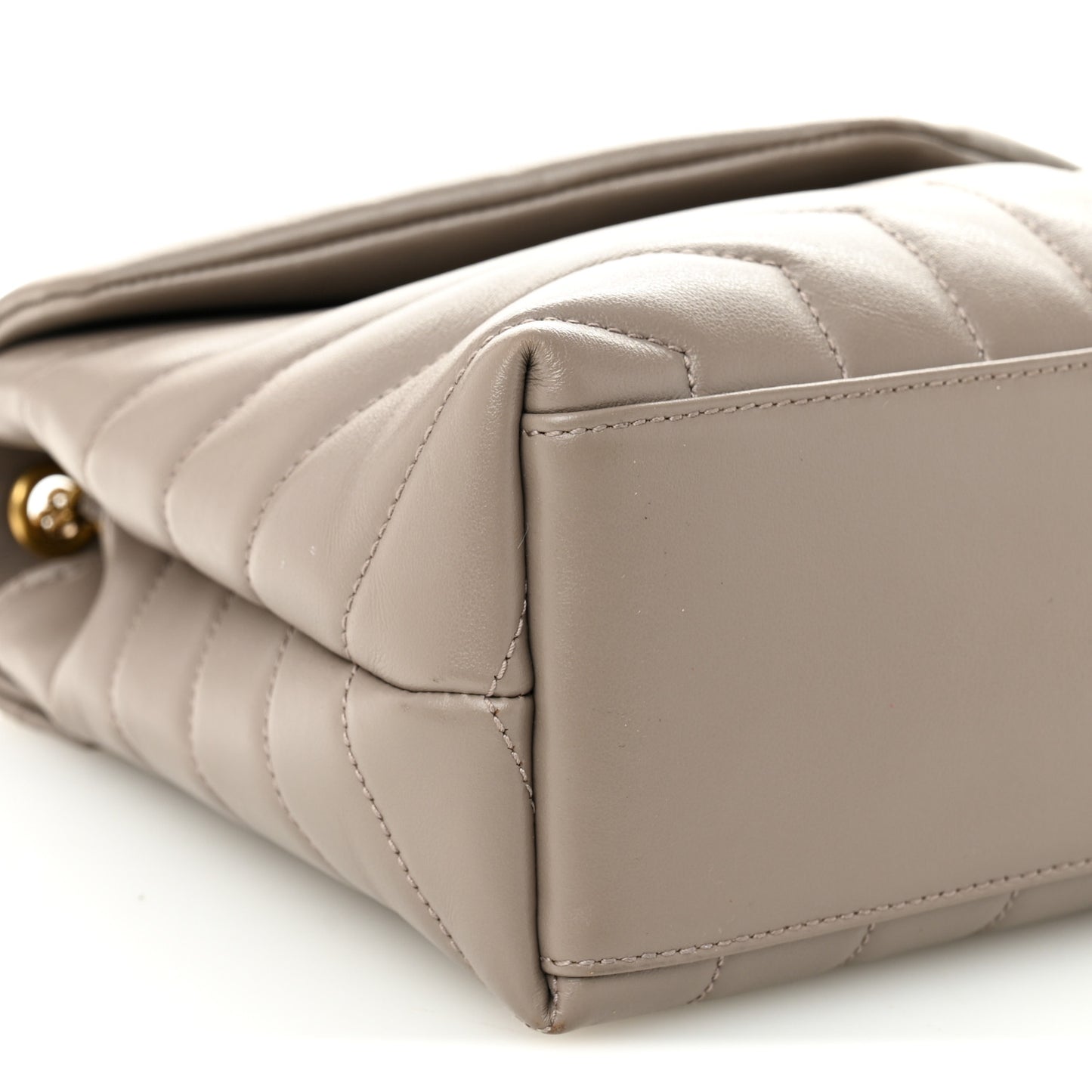 Calfskin Y Quilted Monogram Small Loulou Chain Satchel Greyish Brown