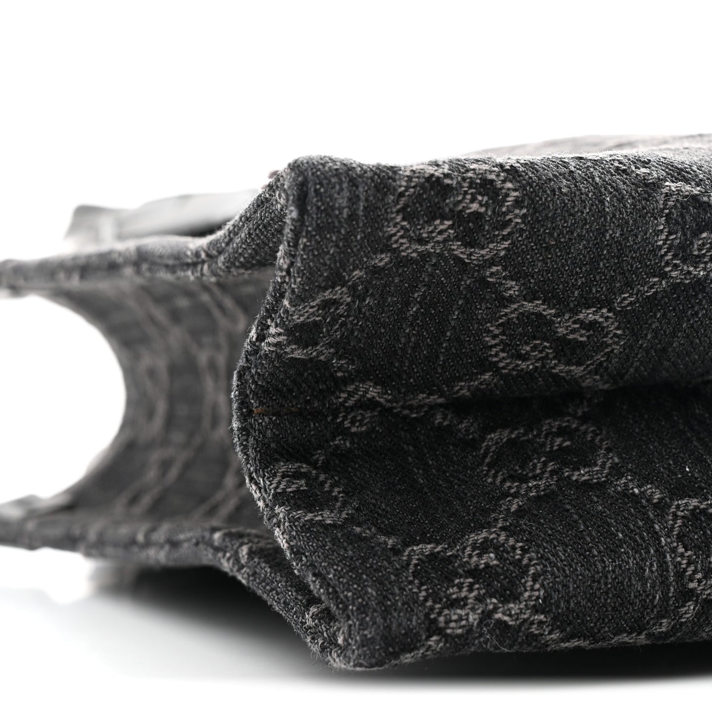 Denim Cuoio Harness GG Monogram Mini Ophidia Tote Bag Black Medium Grey