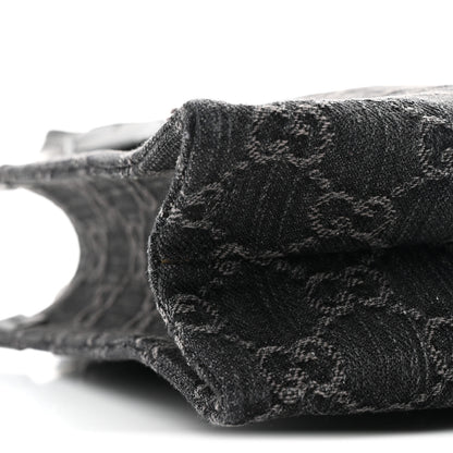 Gucci Denim Cuoio Harness GG Monogram Mini Ophidia Tote Bag Black Medium Grey 9 of 10