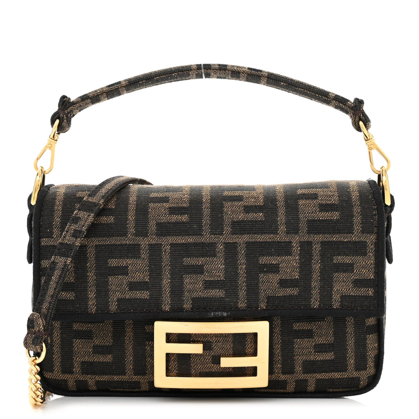 Fabric Jacquard FF 1974 Mini Baguette Tobacco Moro Black