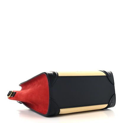 Celine Drummed Calfskin Nubuck Nano Tri-Color Luggage Ruby 4 of 11